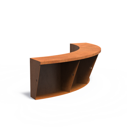 Stödmur bred topp - Innerkurva - Corten - 1500.00 x 1500.00 x 600.00