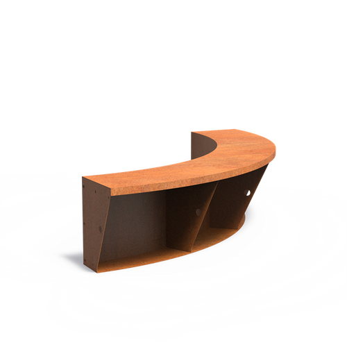 Stödmur bred topp - Innerkurva - Corten - 1500.00 x 1500.00 x 500.00