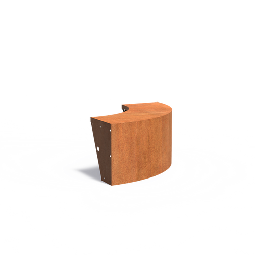 Stödmur bred topp - Ytterkurva - Corten - 1000.00 x 1000.00 x 500.00