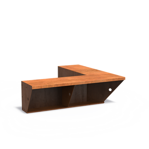 Stödmur bred topp - Innerhörn - Corten - 1000.00 x 1000.00 x 400.00