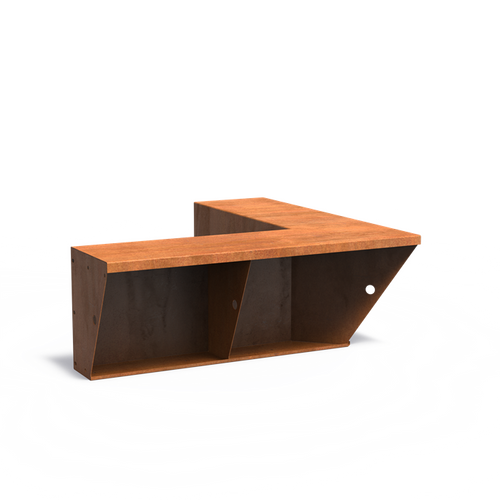 Stödmur bred topp - Innerhörn - Corten - 1000.00 x 1000.00 x 500.00