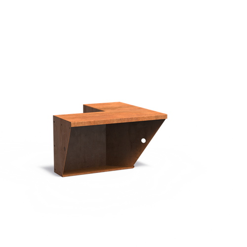 Stödmur bred topp - Innerhörn - Corten - 500.00 x 500.00 x 500.00