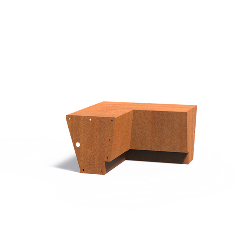 Stödmur revert bred topp - Innerhörn - Corten - 500.00 x 500.00 x 500.00