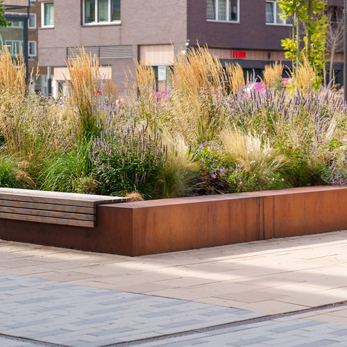 Stödmur bred topp - Ytterkurva - Corten - 1500.00 x 1500.00 x 400.00