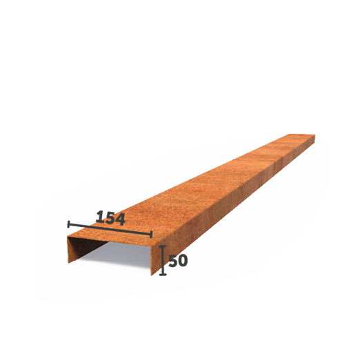 U - Profil - 154mm bred - Corten - 2300.00 x 2.00 x 50.00