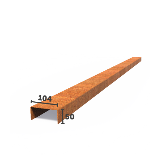 U - Profil - 104mm bred - Corten - 2300.00 x 2.00 x 50.00