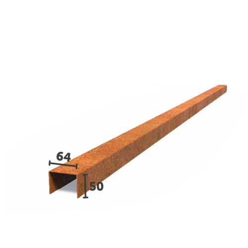 U - Profil - 64mm bred - Corten - 2300.00 x 2.00 x 50.00