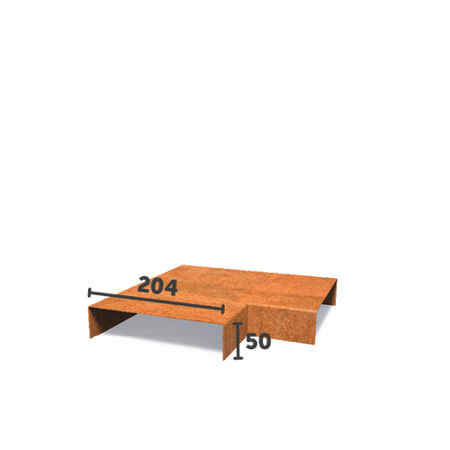 U - Profil - Innerhörna - 204 mm bred - Corten - 300.00 x 300.00 x 50.00