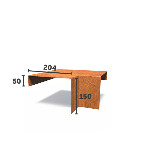 U - Profil - Innerhörna - 150x204x50 - Corten - 300.00 x 300.00 x 150.00