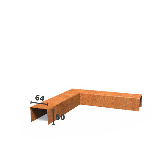 U - Profil - Innerhörna - 64mm bred - Corten - 300.00 x 300.00 x 50.00