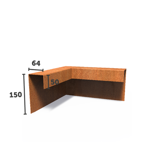 U - Profil - Ytter Hörna - 150x64x50 - Corten - 300.00 x 300.00 x 150.00