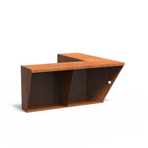 Stödmur bred topp - Innerhörn - Corten - 1000.00 x 1000.00 x 600.00